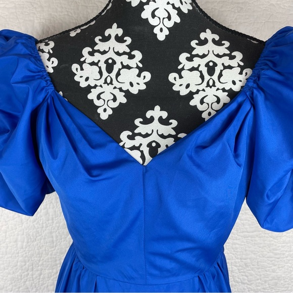 🔥Vintage ILGWU 1980s Blue Gown Ruffled Tiered Mermaid Dress Women Size 4 - Picture 10 of 17